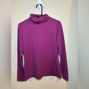 Lafayette 148 Turtle Neck Elegant Lagenlook Purple Blouse Size Small Old Money